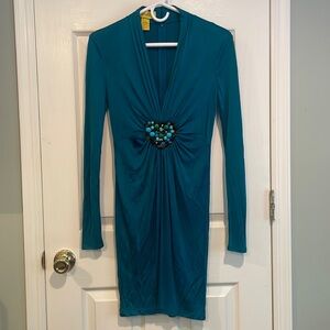 Catherine Malandrino Silk Teal Dress Petite